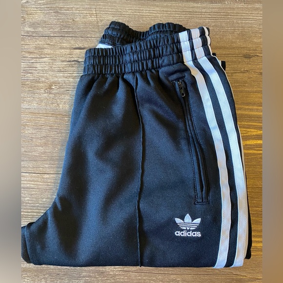 GUC adidas originals PRIMEBLUE SST TRACK PANTS Sz Small three stripe stretch - Picture 5 of 8
